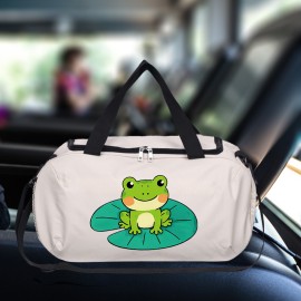 1pc Frog Design Large Capacity Travel Duffel Bag - Durable Polyester Sports & Yoga Tote with Shoulder Strap, Playful Green Frog Illustration, Perfect for Gym, Outdoor Adventures, and Daily Use