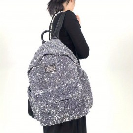 Women's Fashion Retro Sequin Cool Tote Bag, Front Pocket Y2K Hot Backpack, Shiny Street Style Spliced City Pack for Work Commute Dating Parties with Large Capacity Multi-Pockets Shoulder Crossbody, Dating Accessory, Party Backpack, Streetwear Accessory, Retro Fashion, Nylon Tote, Multipocket Bag, Crossbody Bag, Young Professionals