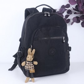 Women'S Large Capacity Laptop Backpack with Cute Rabbit Pendant - Nylon Travel Backpack, Multi-Pocket School, Work, Commute Backpack with Adjustable Strap, Backpack for Travel