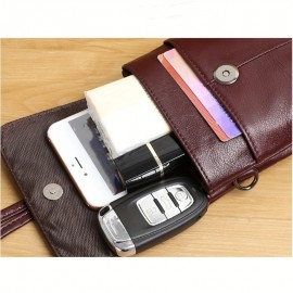 [Leather Crossbody Bag] Genuine Leather Women's Crossbody Bag | Multiple Compartments, Detachable Adjustable Strap, Magnetic Closure, Coffee Brown Tassel Detailing, Polyester Lining - Casual Everyday Shoulder Bag