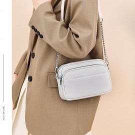 Women'S Genuine Leather Crossbody Bag - Large Capacity Retro Square Handbag with Detachable Strap, Golden-Tone Hardware & Zipper Closure, Elegant White/Black/Coffee/Green/Blue - Versatile Everyday & Special Occasion Purse, Durable Cowhide Leather Sh