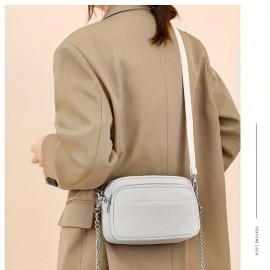 Women'S Genuine Leather Crossbody Bag - Large Capacity Retro Square Handbag with Detachable Strap, Golden-Tone Hardware & Zipper Closure, Elegant White/Black/Coffee/Green/Blue - Versatile Everyday & Special Occasion Purse, Durable Cowhide Leather Sh