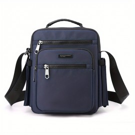 [Casual Crossbody Bag] Large Capacity Men's Casual Oxford Cloth Crossbody Bag | Adjustable Strap, Zippered Pockets, Durable Black Shoulder Bag for Everyday Use