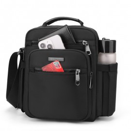 [Casual Crossbody Bag] Large Capacity Men's Casual Oxford Cloth Crossbody Bag | Adjustable Strap, Zippered Pockets, Durable Black Shoulder Bag for Everyday Use