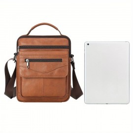 Head Layer Cowhide Men'S Shoulder Bag, Leather Casual Crossbody Design, Business Trend Dual-Use Shoulder Bag, Fashionable And Practical Men'S Bag