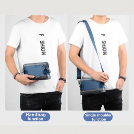 Men'S Premium Oxford Fabric Crossbody Bag with Adjustable Strap - Multi-Compartment Casual Shoulder Bag for Everyday Commute & Outings, Royal Blue with Orange Accents - Ideal Gift for Boyfriend & Family, Crossbody Purse, Versatile Travel Purse, Modern Accessory, Durable Construction, Compact Purse, Urban Commuters, Daily Essentials, Sleek Design, Sturdy Construction, Urban Professionals