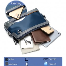 Men'S Premium Oxford Fabric Crossbody Bag with Adjustable Strap - Multi-Compartment Casual Shoulder Bag for Everyday Commute & Outings, Royal Blue with Orange Accents - Ideal Gift for Boyfriend & Family, Crossbody Purse, Versatile Travel Purse, Modern Accessory, Durable Construction, Compact Purse, Urban Commuters, Daily Essentials, Sleek Design, Sturdy Construction, Urban Professionals
