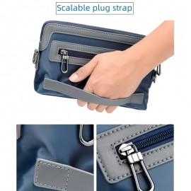 Men'S Premium Oxford Fabric Crossbody Bag with Adjustable Strap - Multi-Compartment Casual Shoulder Bag for Everyday Commute & Outings, Royal Blue with Orange Accents - Ideal Gift for Boyfriend & Family, Crossbody Purse, Versatile Travel Purse, Modern Accessory, Durable Construction, Compact Purse, Urban Commuters, Daily Essentials, Sleek Design, Sturdy Construction, Urban Professionals