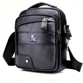 [Genuine Leather Crossbody Bag] Niu Genuine Leather Crossbody Bag with Adjustable Shoulder Strap, Double Compartment Design - Premium Top-Grain Leather, Multiple Zipper Pockets & Ergonomic Padded Back - Stylish Unisex Bag for Daily Commute, Valentine's Day, Father's Day Gifts (Deep Brown), Best for Christmas