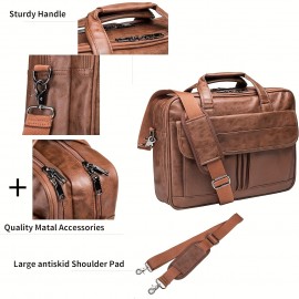 Men'S Stylish Large Capacity Briefcase - Durable, Multiple Compartments for Laptop & Phone, Versatile Shoulder or Handbag Design, Office Essentials Bag|Stylish Office Bag|Durable Handle, Briefcase
