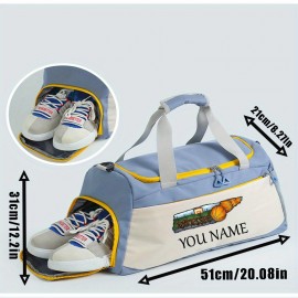 Customizable Soccer-Themed Large Capacity Gym Bag with Shoe Compartment, Adjustable Shoulder Straps & Multi-Functional Storage Pockets - Perfect for Basketball, Travel & Daily Use - Ideal Gift for Birthdays, Father'S Day, Thanksgiving, Sports Gear, Playful Design, Durable Construction