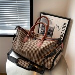 Large Capacity Houndstooth Pattern Sports Bag, Versatile Travel Luggage Handbag, Trendy Overnight Bag