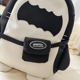 Stylish Black Nylon Backpack with Adjustable Straps - Cartoon Shark Design, Lightweight & Durable, Perfect for Students or Casual Use, Casual Daypack | Playful Design | Secure Zipper Closure