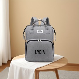 Personalized Embroidery Diaper Bag for Women, Large Capacity Mommy Backpack with Portable Foldable Design, Lightweight Travel Bag with Stroller Straps, Custom Name for Maternity, Hospital, Vacation, Outing
