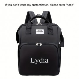 Personalized Embroidery Diaper Bag for Women, Large Capacity Mommy Backpack with Portable Foldable Design, Lightweight Travel Bag with Stroller Straps, Custom Name for Maternity, Hospital, Vacation, Outing