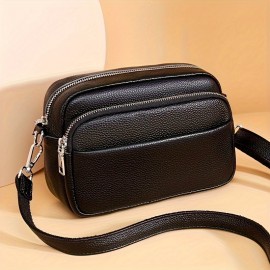 Women'S Genuine Leather Crossbody Bag - Large Capacity Retro Square Handbag with Detachable Strap, Golden-Tone Hardware & Zipper Closure, Elegant White/Black/Coffee/Green/Blue - Versatile Everyday & Special Occasion Purse, Durable Cowhide Leather Sh