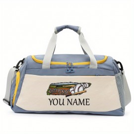 Customizable Soccer-Themed Large Capacity Gym Bag with Shoe Compartment, Adjustable Shoulder Straps & Multi-Functional Storage Pockets - Perfect for Basketball, Travel & Daily Use - Ideal Gift for Birthdays, Father'S Day, Thanksgiving, Sports Gear, Playful Design, Durable Construction